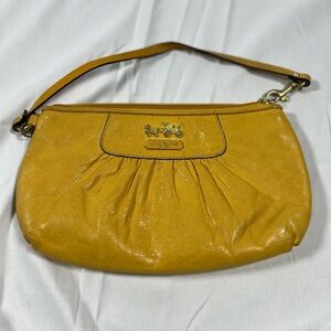 Coach Yellow Leather Clutch with Detachable Strap